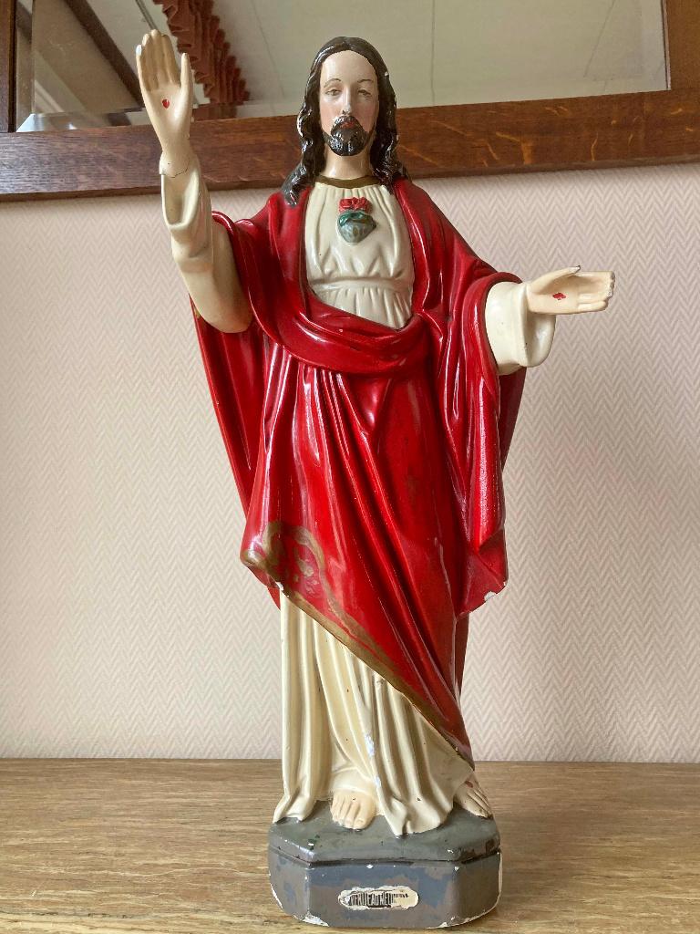 Jezus beeld, Heilig Hart, 54 cm hoog, Antiek en Kunst, Antiek | Religie, Ophalen