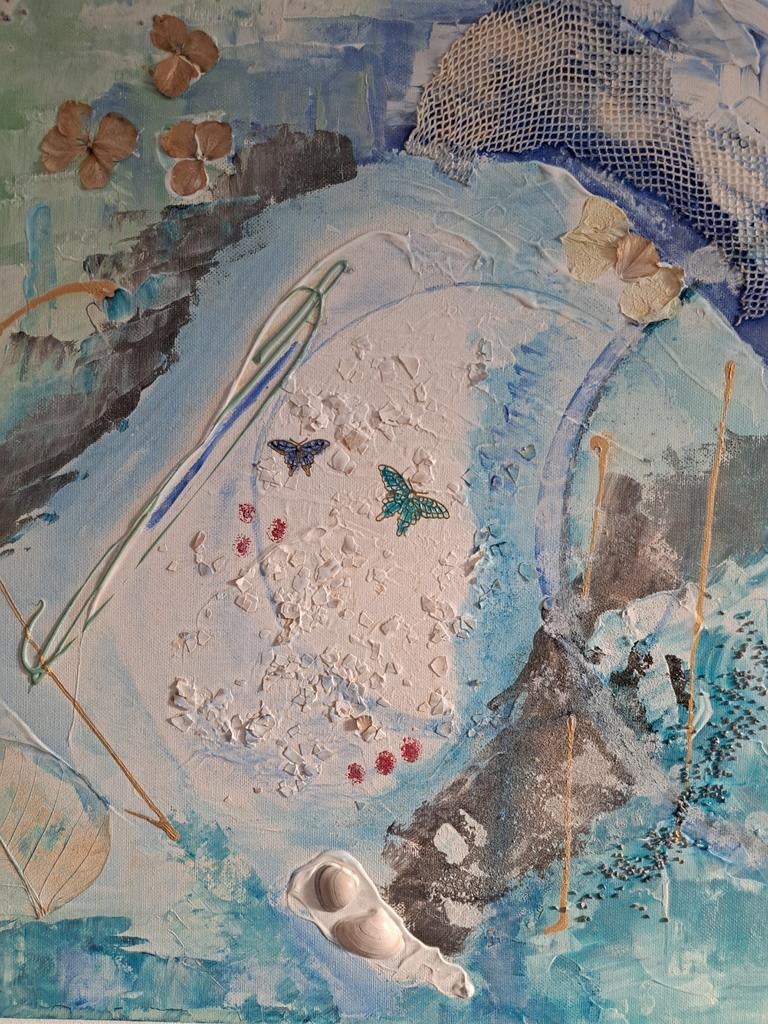 Mixed media schilderij 50x50cm, Ophalen of Verzenden