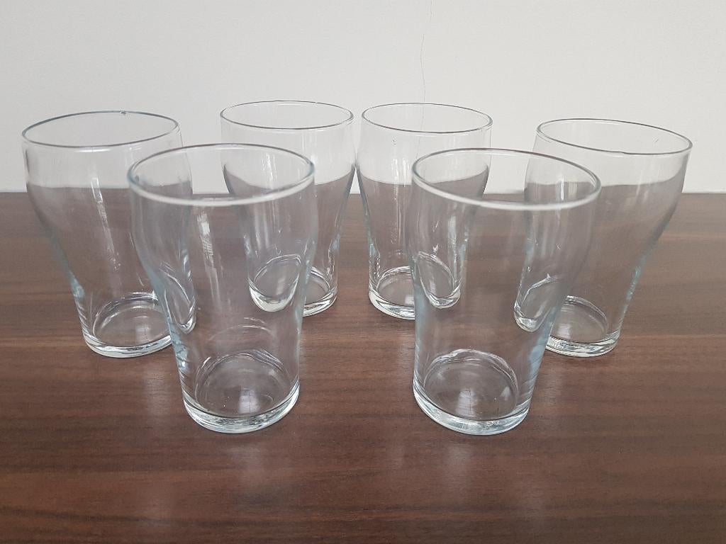 6 bierglazen, hoogte 10 cm, Glas of Glazen, Ophalen of Verzenden, Overige stijlen, Glas