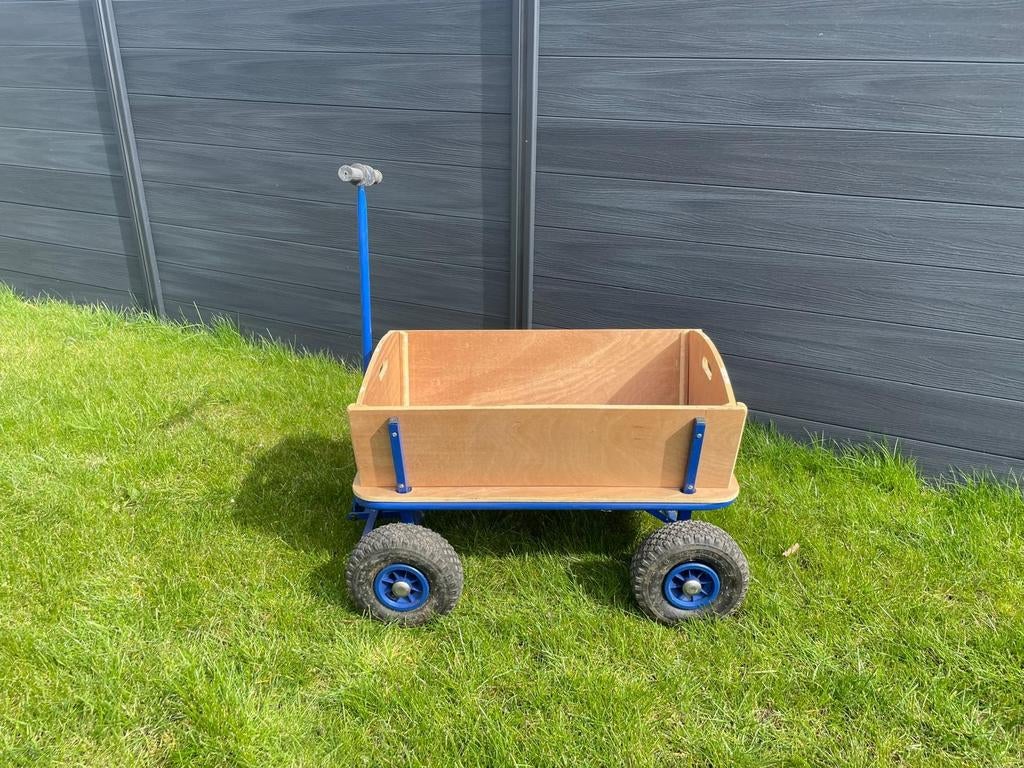 Houten bolderkar met blauw frame, Caravans en Kamperen, Ophalen, Zo goed als nieuw