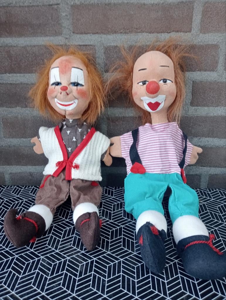 Set van 2 Dresdner Vintage Clown Poppen - Decoratief, Kinderen en Baby's, Speelgoed | Poppen, Gebruikt, Overige typen, Ophalen