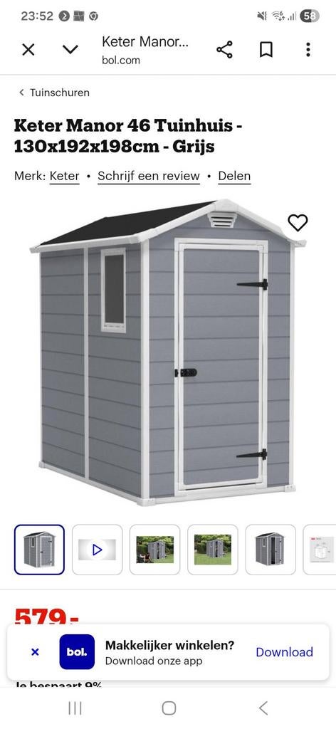 Keter  tuinhuis manor 46, Ophalen of Verzenden, Zo goed als nieuw, Schuur