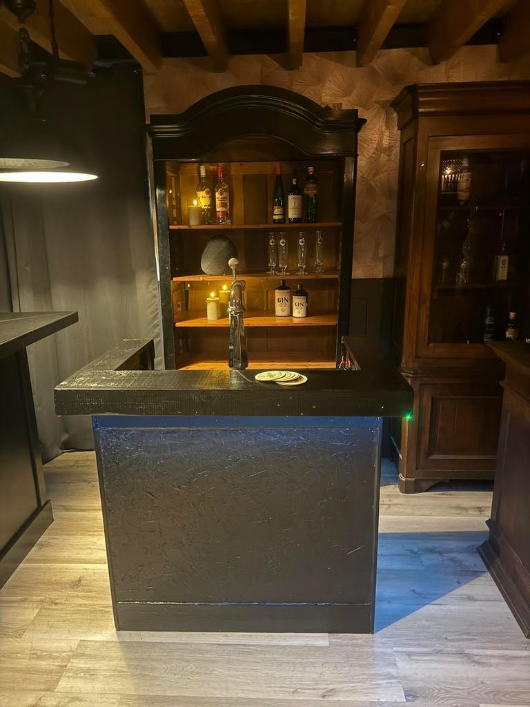 Zwarte mini bar set toog man cave cafe Barkast Verlichting, Ophalen of Verzenden, Gebruikt
