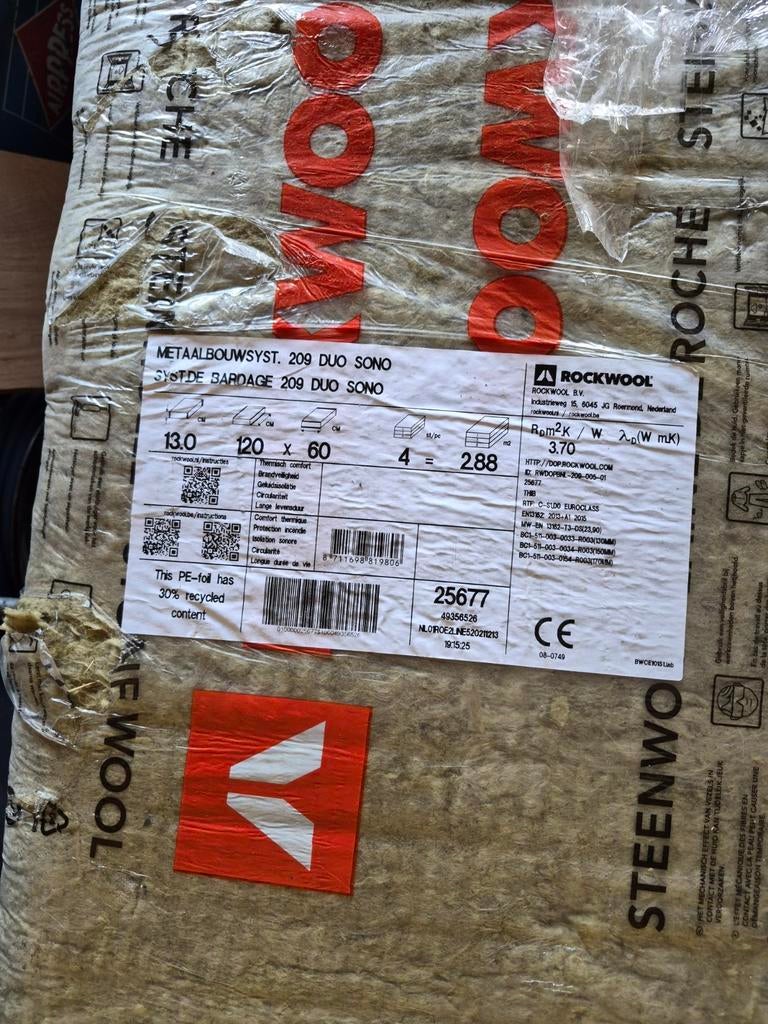 Rockwool isolatieplaten 13mm dik, Ophalen, Dakisolatie, 12 cm of meer, Nieuw