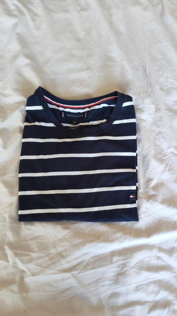 Tommy Hilfiger T-shirt, maat M, blauw wit gestreept, bieden, Ophalen of Verzenden, Zo goed als nieuw, Blauw, Tommy Hilfiger
