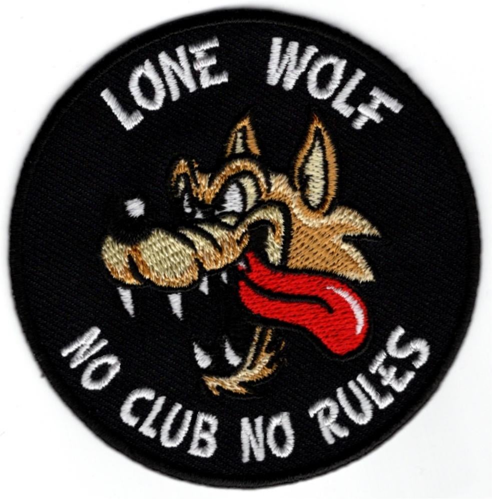 Lone Wolf No Club No Rules stoffen opstrijk patch embleem #1, Verzenden