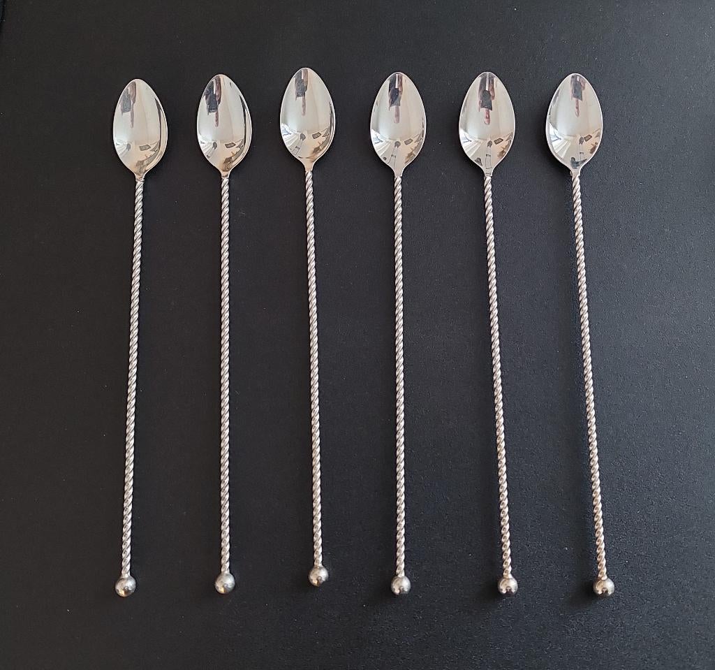 6 verzilverde cocktaillepeltjes van AH., Antiek en Kunst, Ophalen of Verzenden