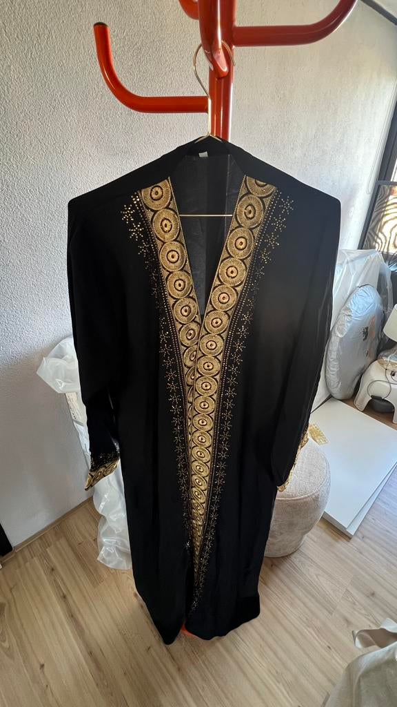 Dubai abaya zwart/goud, Ophalen of Verzenden, Zo goed als nieuw