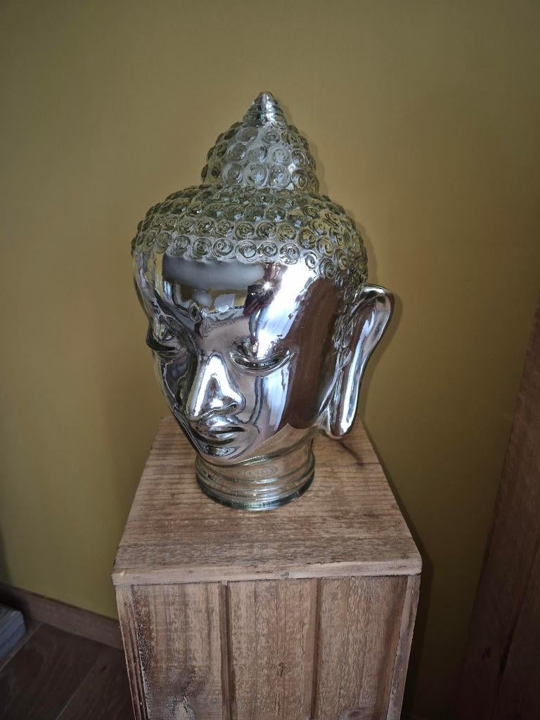 Decoratief sfeervol boeddha hoofd in gekleurd glas, Ophalen of Verzenden, Gebruikt