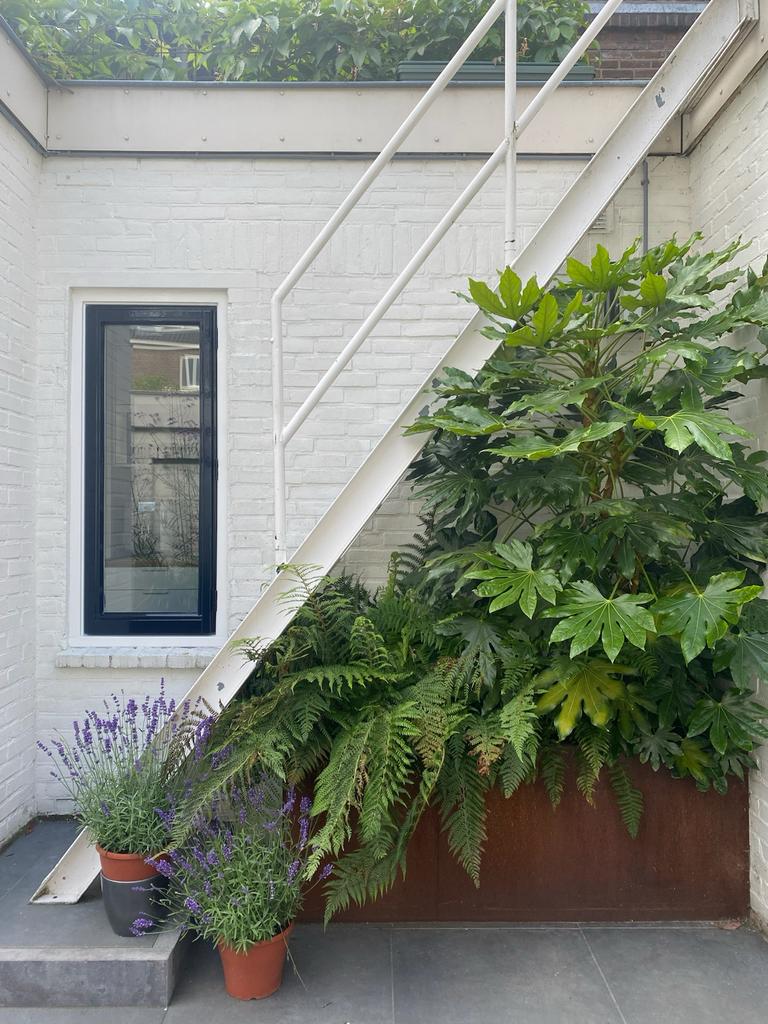 Cortenstaal bloembak 150x50cm, open zijkant, geen bodem, Ophalen, Gebruikt, 100 cm of meer, Metaal