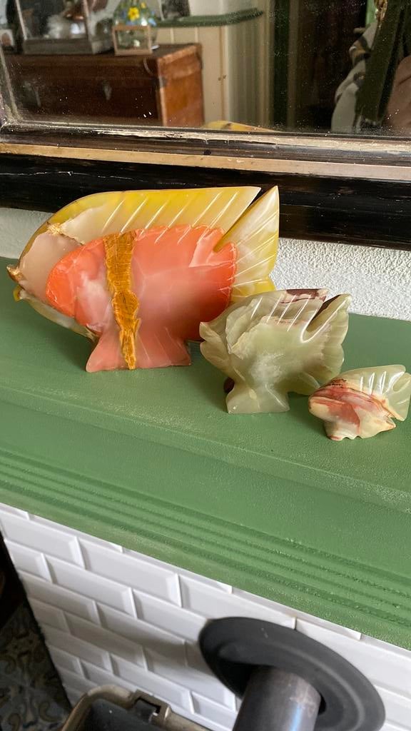 Vintage handgemaakte vissen sculpturen van Onyx, Ophalen of Verzenden, Zo goed als nieuw, Dier