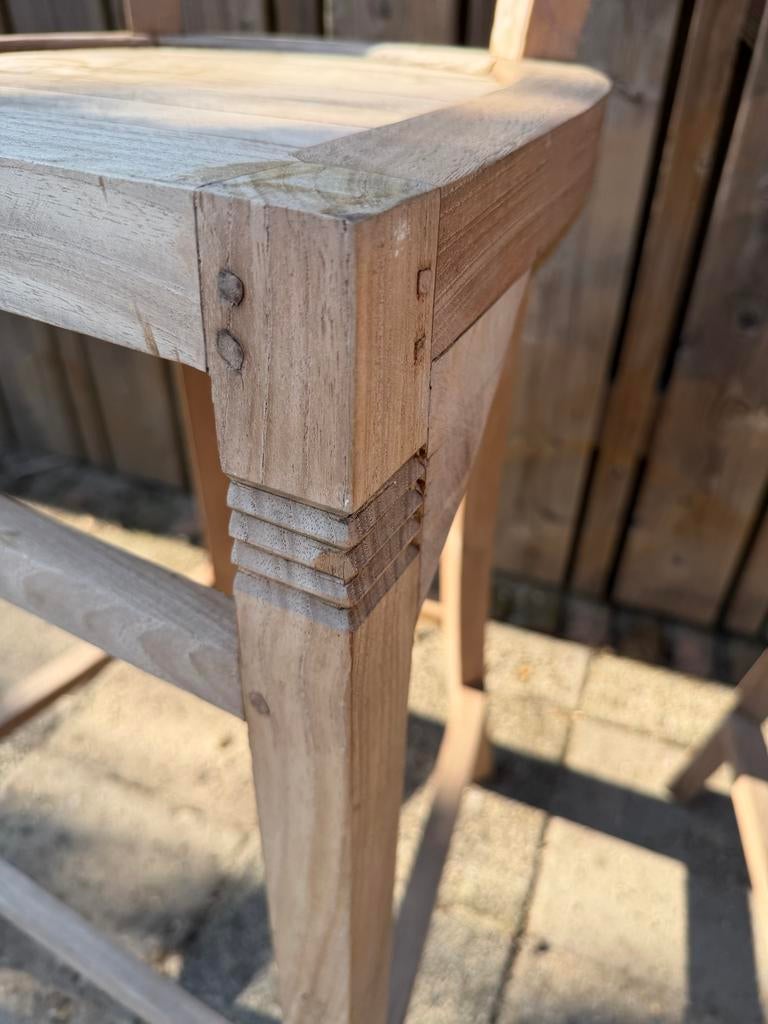 Eiken barkrukken voor buiten, Huis en Inrichting, Barkrukken, Ophalen, Gebruikt, 90 cm of meer, Hout