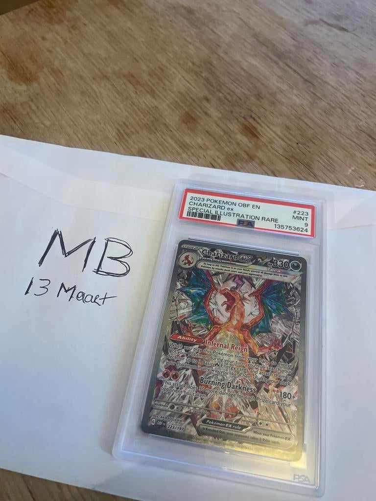 PSA 9 Charizard ex 223/197 – Obsidian Flames, Ophalen, Nieuw, Losse kaart, Foil