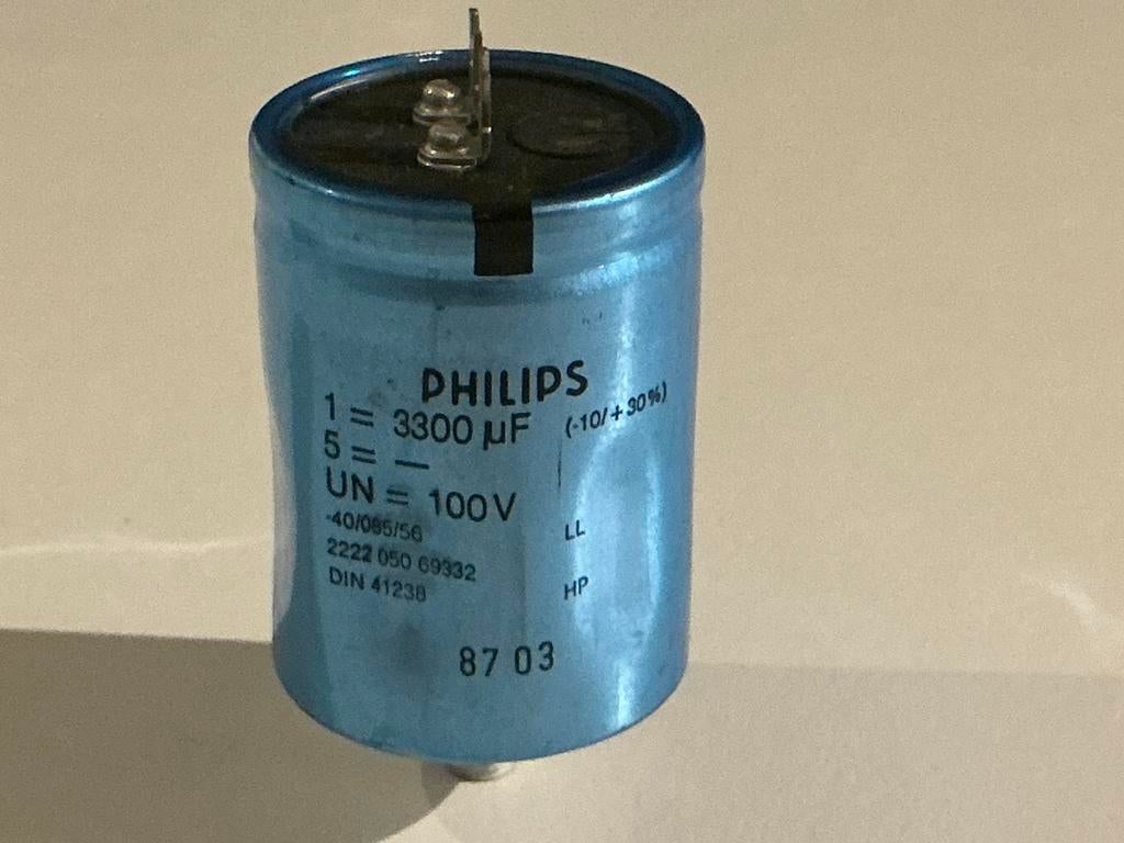 Philips 3300uf  100V elco 2222 050 69332, Ophalen of Verzenden, Zo goed als nieuw, NA, NA