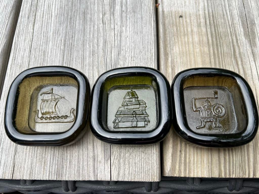 Vintage 3 Noors PLUS Glashytta Schaaltjes Viking Duborgh 60s, Ophalen of Verzenden, Zo goed als nieuw, Glas, Schaal