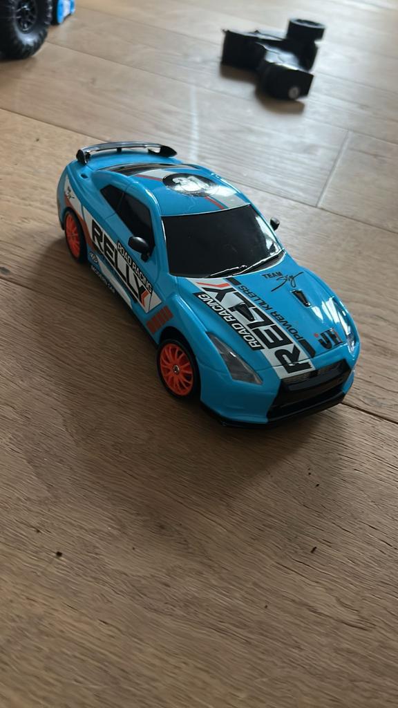 RC Drift Auto - Blauw met Oranje Velgen, Gebruikt, Auto, Groter dan 1:32, Ophalen