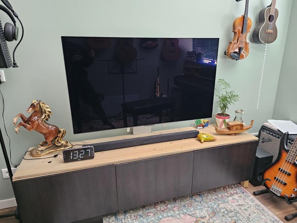 BESTÅ Tv-meubel berken bruin met veel extra's, Ophalen, 150 tot 200 cm, Grenenhout, Zo goed als nieuw