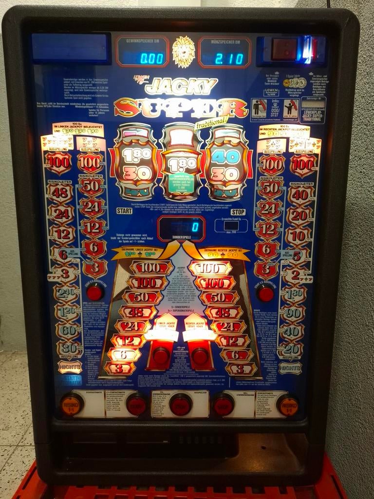 Löwen Jacky Super wandgokkast - Speelt op Duitse Marken, Verzamelen, Automaten | Gokkasten en Fruitautomaten, Overige munten, Ophalen