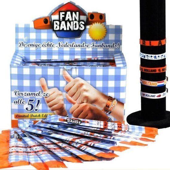 PARTIJ FANBANDS NEDERLAND ARMBANDEN IN DISPLAY, ., Nieuw, Ophalen of Verzenden, .