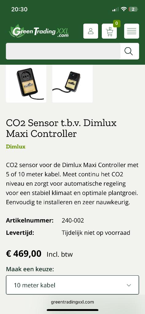 Dimlux co2 sensor, Ophalen, Afzuiger