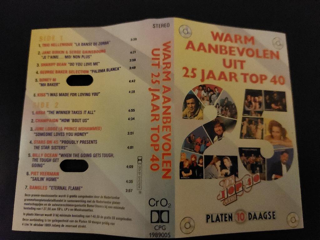WARM AANBEVOLEN UIT 25 JAAR TOP 40 (MC), Ophalen of Verzenden, Zo goed als nieuw, Origineel, 1 bandje
