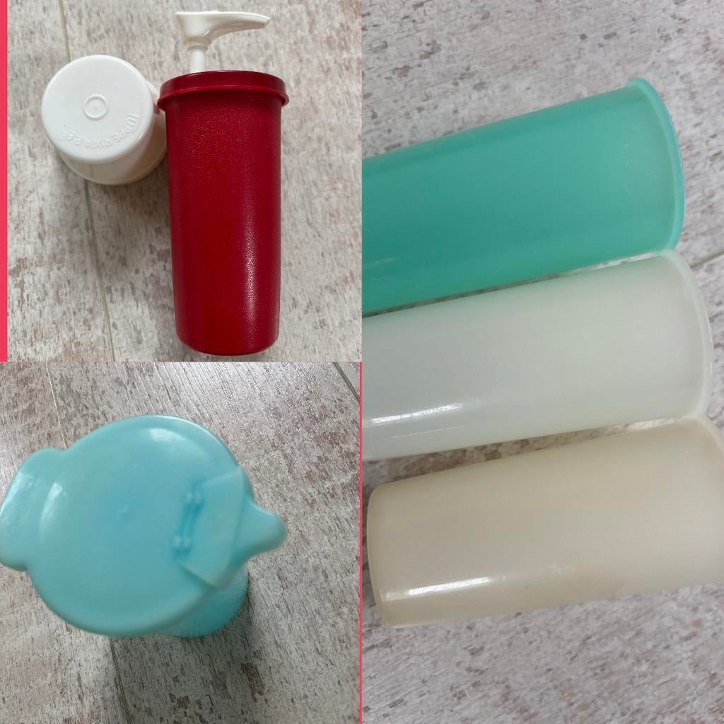 Vintage Tupperware ketchupfles, koffiemelk kannetje bekers, Huis en Inrichting, Keuken | Tupperware, Ophalen of Verzenden, Gebruikt