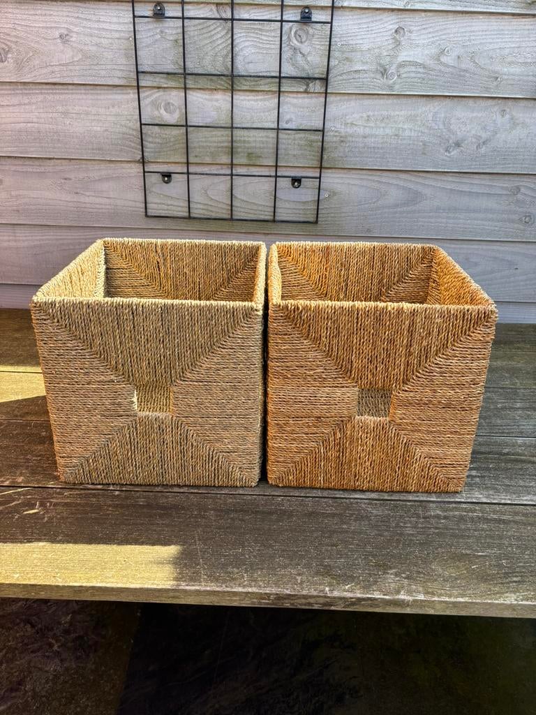 2x rieten opbergmand Ikea 31x31cm, Ophalen, Zo goed als nieuw, Vierkant, Riet