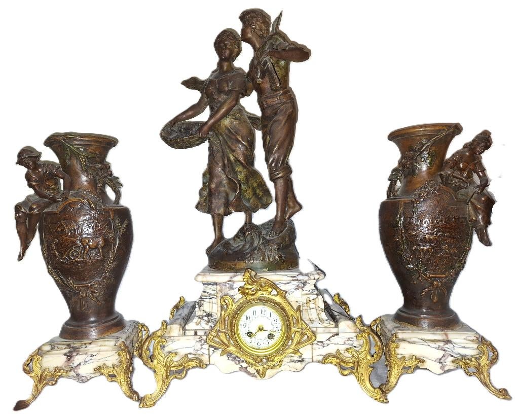 Pendule stel 3 delig, Antiek en Kunst, Antiek | Klokken, Ophalen