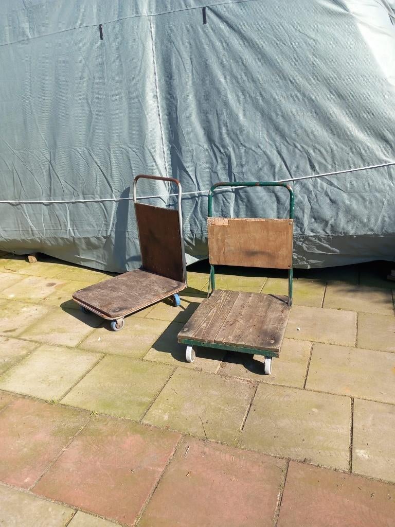 2 Transport karretjes, Doe-het-zelf en Verbouw, Transportwagens, 80 tot 100 liter, Ophalen, Gebruikt, Transportkar