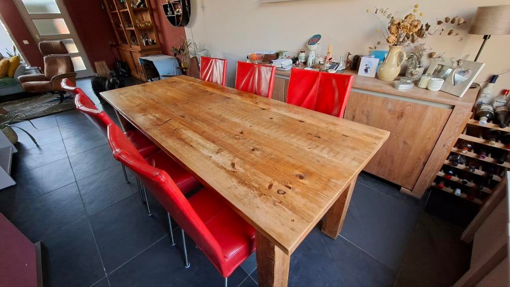 Robuuste grenen eettafel 200x80 cm met lade, Huis en Inrichting, Tafels | Eettafels, Gebruikt, 50 tot 100 cm, 150 tot 200 cm, Vijf personen of meer