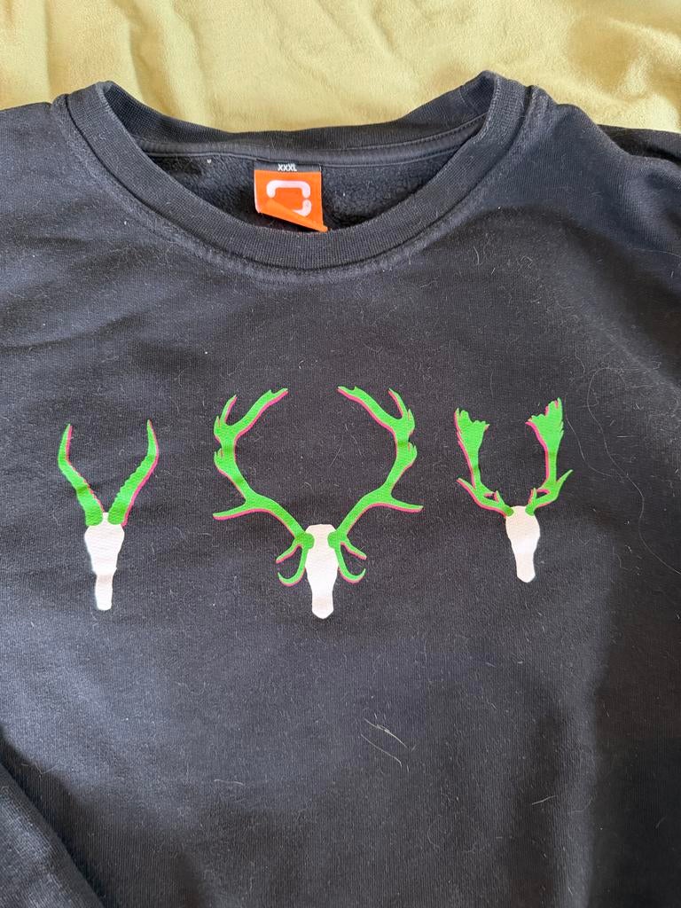 Okimono sweater met hertenprint, Ophalen, Gedragen, Overige maten, Zwart