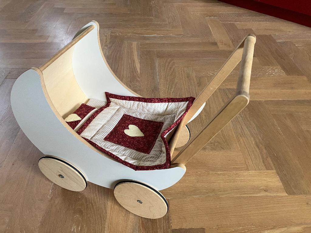 Poppenwagen hout - Oonooh, Ophalen, Zo goed als nieuw, Duw- of Trekspeelgoed