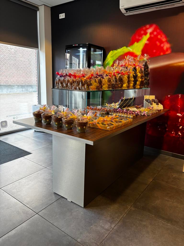 2x Cadeau / presenteertafels met glasplaat (200x90cm), Ophalen, 200 cm of meer, 50 tot 100 cm, Rechthoekig