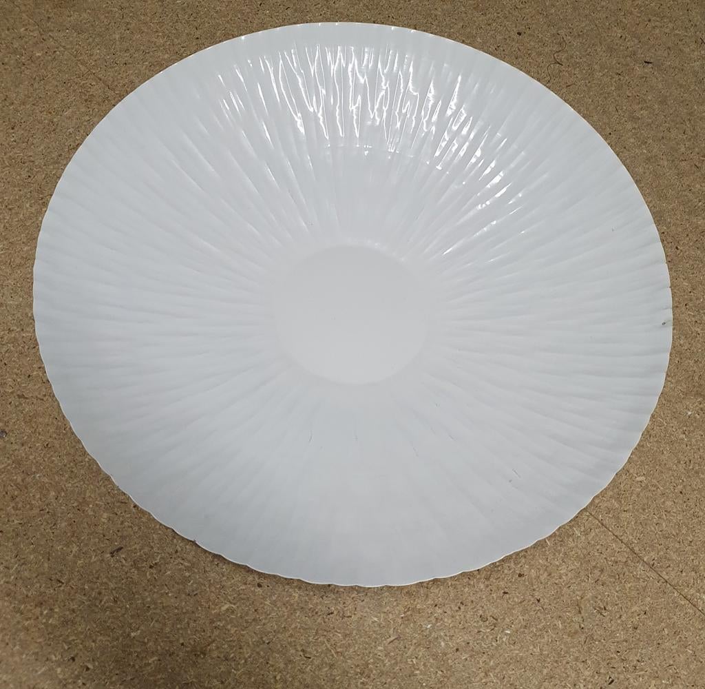 Witte decoratieve schaal, metaal rond, Ophalen of Verzenden, Zo goed als nieuw, Rond, Overige materialen