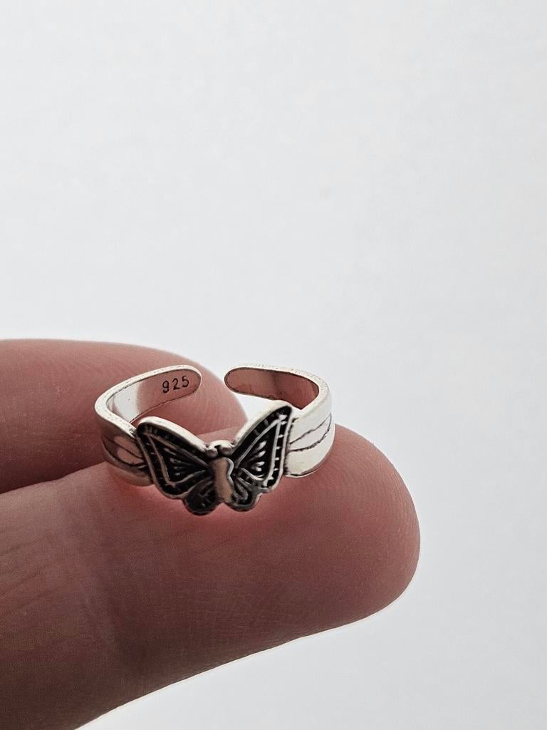 Sterling zilveren teenring vlinder, Sieraden, Tassen en Uiterlijk, Ringen, Nieuw, Ophalen of Verzenden, Dame, Zilver