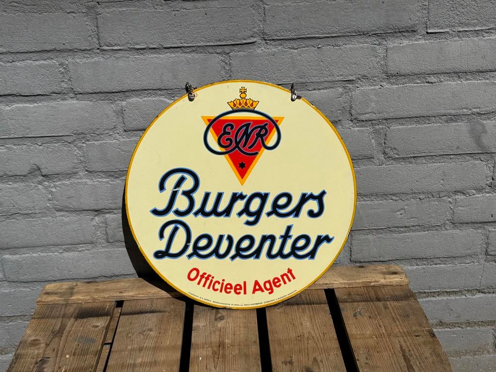 Vintage Emaille Bord Burgers Deventer Officieel Agent, Ophalen