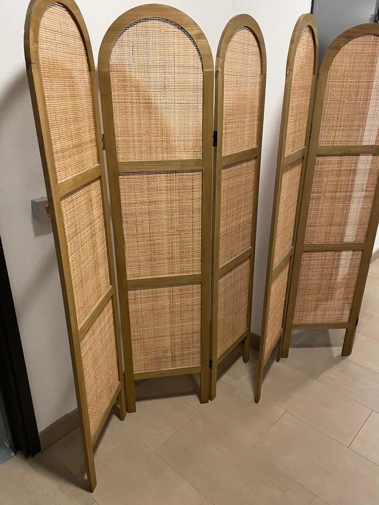 Twee rotan houten kamerschermen van Zesso, Huis en Inrichting, Woonaccessoires | Kamerschermen, Ophalen, Zo goed als nieuw