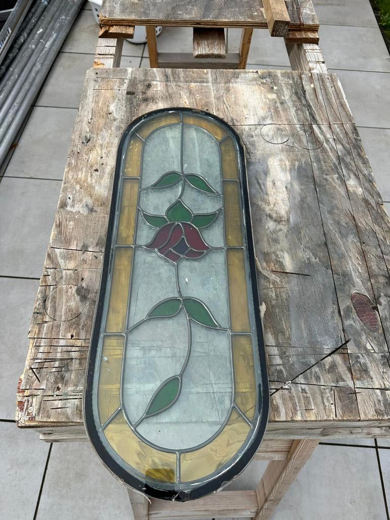 Glas in lood dubbelglas, Gevelraam of Ruit, Ophalen of Verzenden, Zo goed als nieuw, Minder dan 80 cm