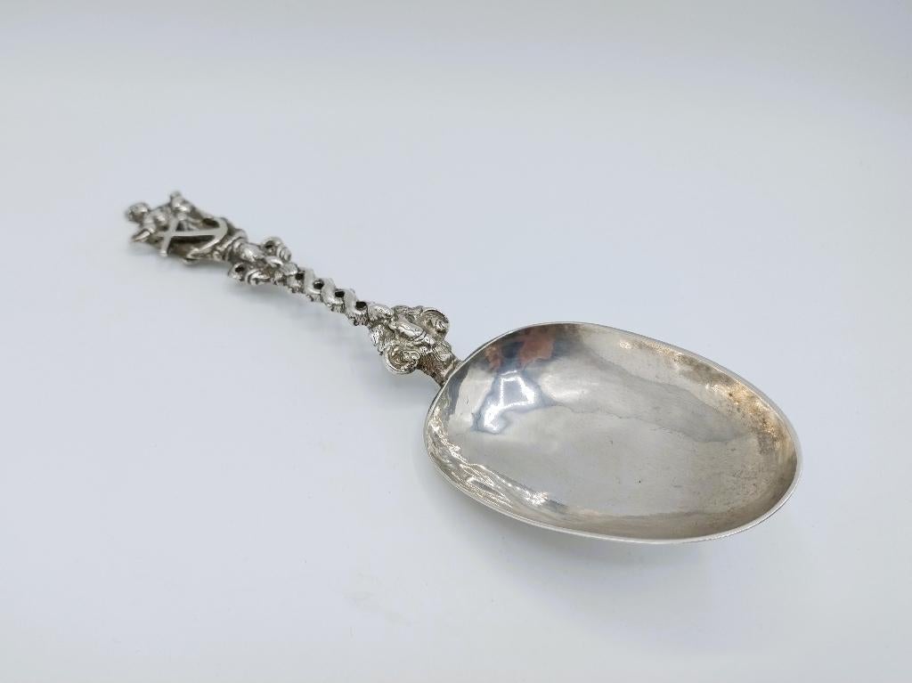 Zilveren gelegenheidslepel, P. Feyens, Leeuwarden, ca. 1745, Antiek en Kunst, Verzenden, Zilver