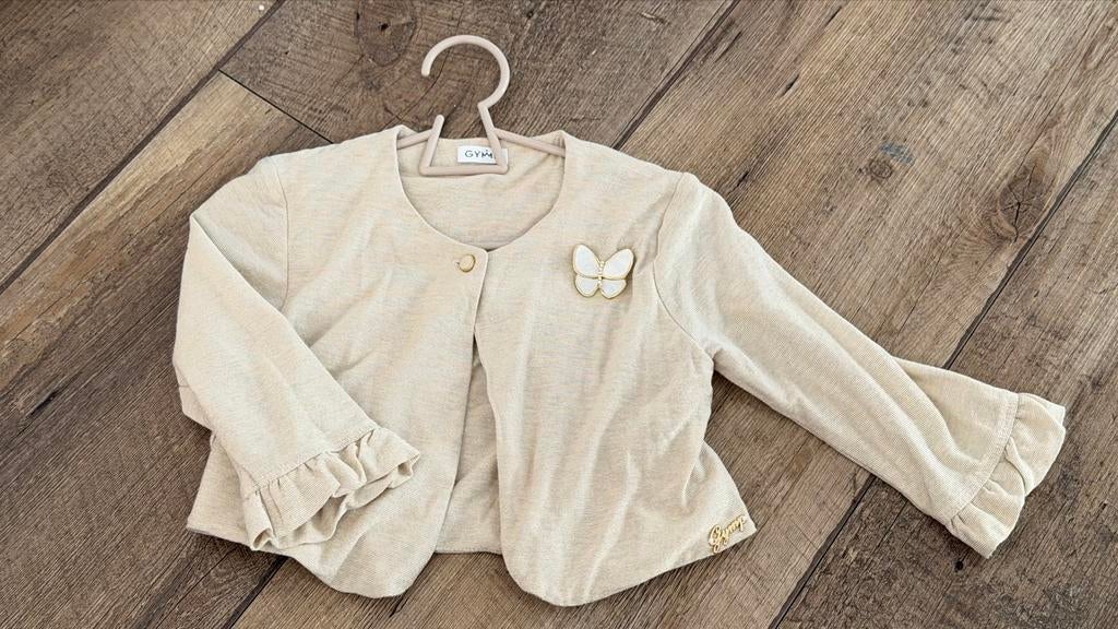 GYMP Vlinder Vestje Licht Goud Maat 116- Z.G.A.N. (bruiloft), Kinderen en Baby's, Kinderkleding | Maat 116, Zo goed als nieuw