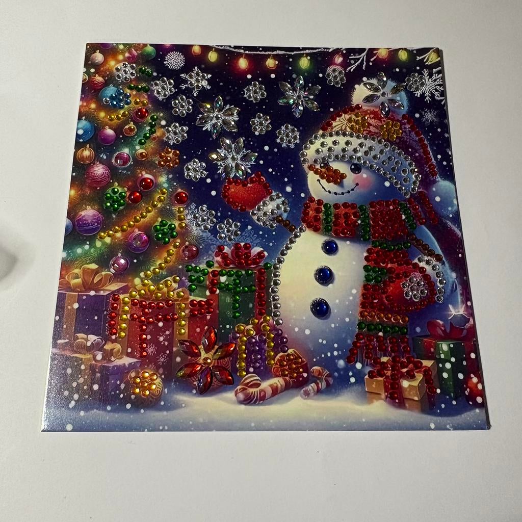 Diamond painting kerstkaart sneeuwpop, Hobby en Vrije tijd, Ophalen of Verzenden, Zo goed als nieuw, Kerst