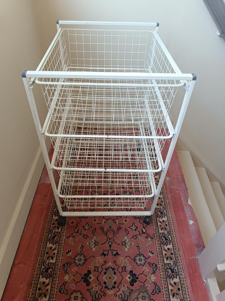 Witte keuken/ kantoor trolley, Ophalen, Zo goed als nieuw, Wit, Metaal