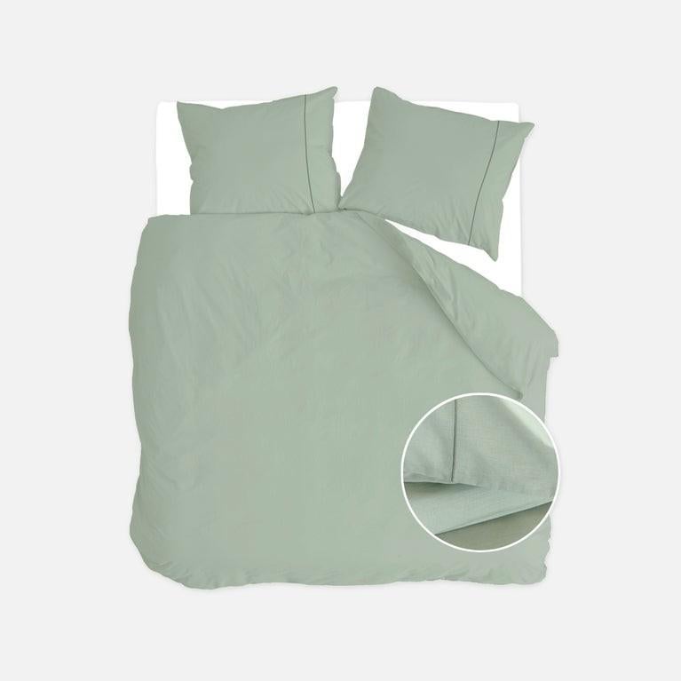 Walra Dekbedovertrek Remade Uni Essence Groen 240x220, Dekbedovertrek, Tweepersoons, Ophalen of Verzenden, Zo goed als nieuw