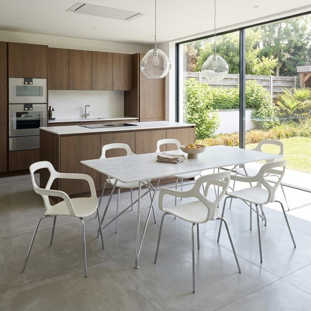 ZES DESALTO ITALIAANS DESIGN STOELEN VOOR BINNEN OF BUITEN, Wit, Ophalen of Verzenden, Zo goed als nieuw, Vijf, Zes of meer stoelen