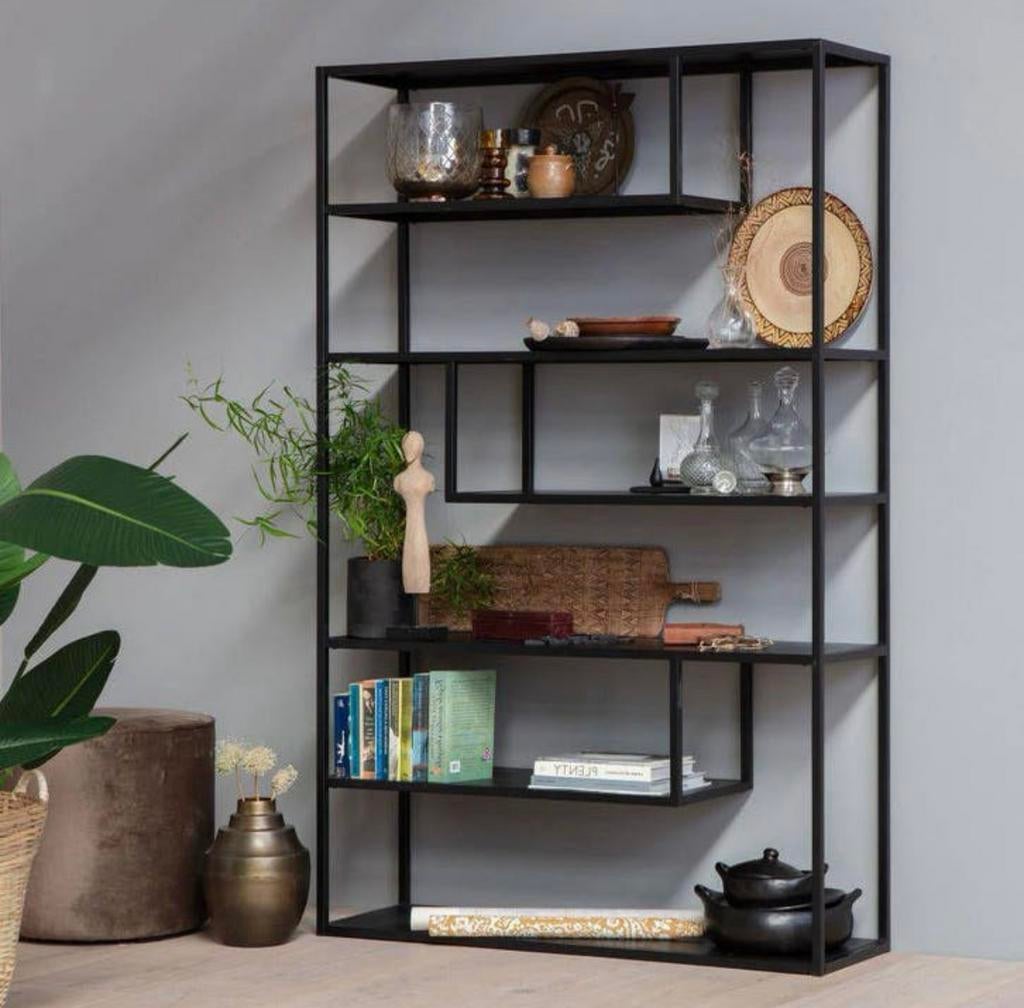 Woood Wandkast Teun Zwart Vakkenkast, Ophalen, 100 tot 150 cm, Zo goed als nieuw, 150 tot 200 cm