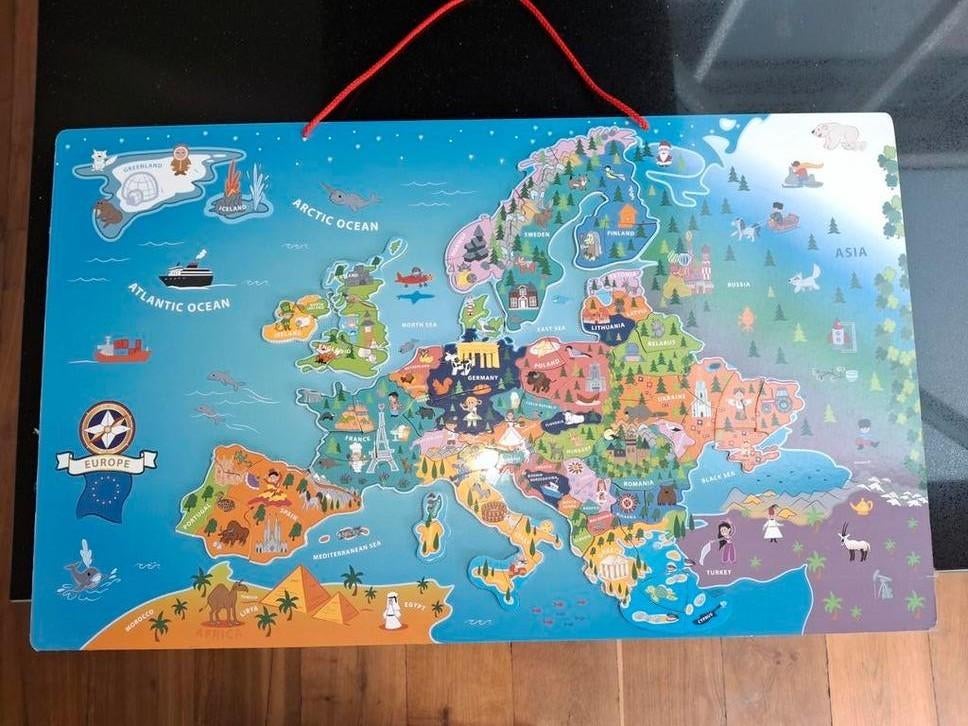 Educatieve Magneet Puzzel Europa, Gebruikt, Van hout, 4 tot 6 jaar, Meer dan 50 stukjes