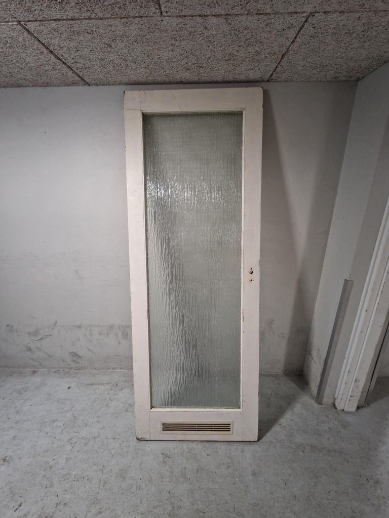 Binnendeur met figuurglas 77,5cm breed  210,5cm hoog, Ophalen, Gebruikt, Minder dan 80 cm, Binnendeur