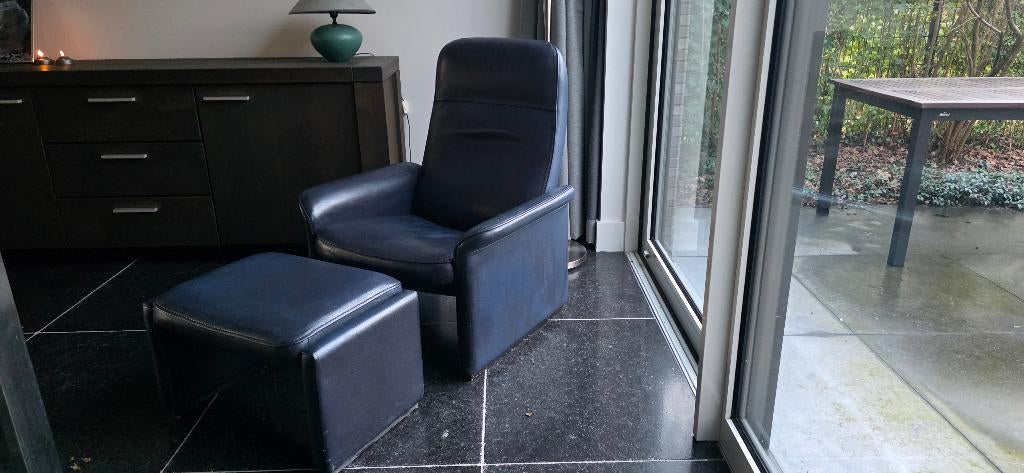 De Sede Ds50 fauteuil met voetenbank., Huis en Inrichting, Fauteuils, Ophalen, Gebruikt, Minder dan 75 cm, Leer