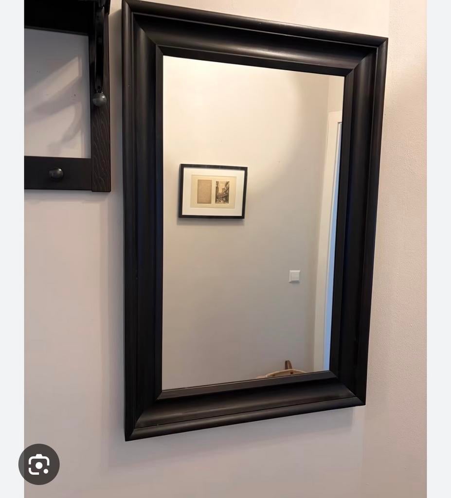 2x IKEA Hemnes spiegel zwart 90x60 cm - Zeer goede staat, Huis en Inrichting, Woonaccessoires | Spiegels, Ophalen, Zo goed als nieuw