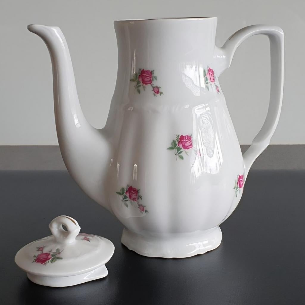 Vintage Bogucice theepot met rozenmotief, Antiek en Kunst, Antiek | Porselein, Ophalen of Verzenden